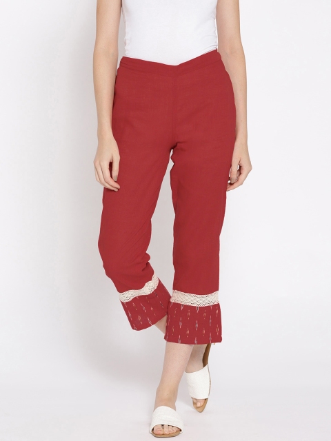 

Shakumbhari Women Red Regular Fit Solid Trousers
