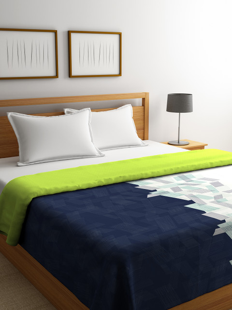 

Portico New York Green & Navy Blue Geometric AC Room 120 GSM Double Bed Comforter