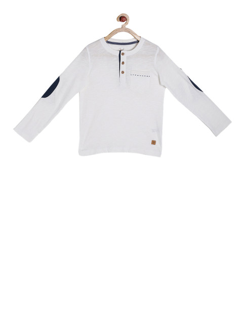 

Allen Solly Junior Boys White Solid Henley Neck T-shirt