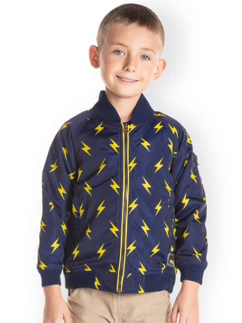 

Cherry Crumble Boys Navy Blue Printed Tailored Jacket