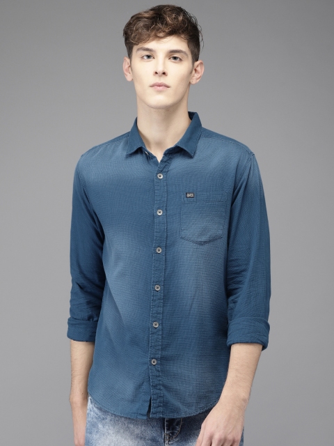 

The Indian Garage Co Men Blue Slim Fit Faded Casual Shirt
