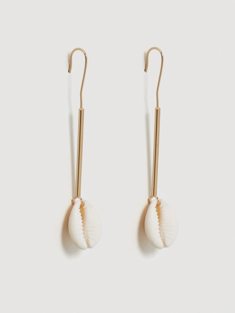 

MANGO Off-White & Gold-Toned Contemporary Drop Earrings