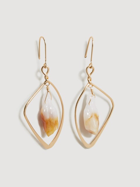 

MANGO Gold-Toned & Off-White Contemporary Drop Earrings