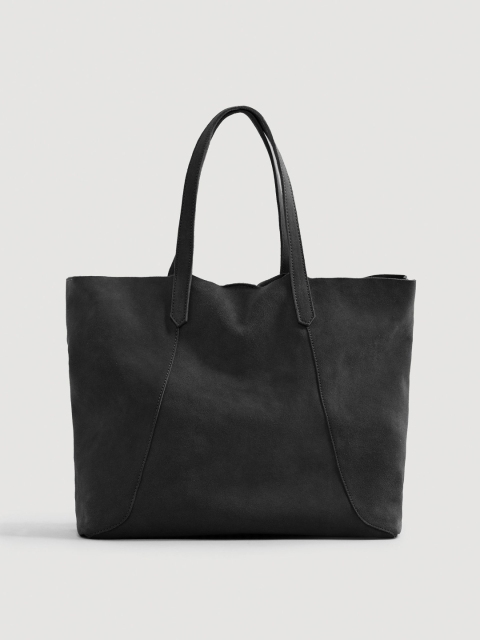

MANGO Black Solid Suede Shoulder Bag