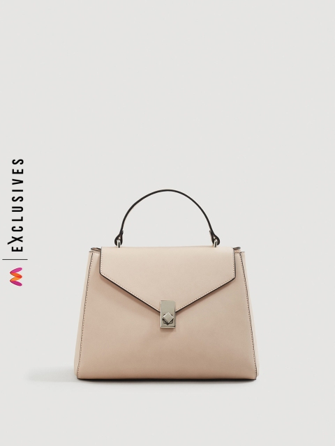 

MANGO Peach-Coloured Solid Satchel