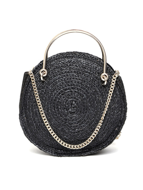 

MANGO Black Self Design Handheld Bag