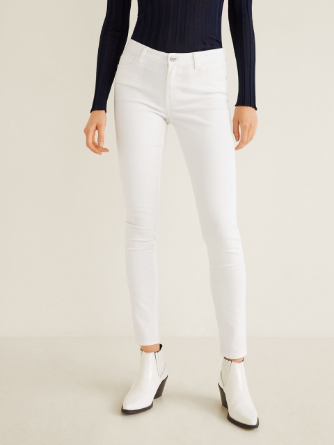 

MANGO Women White Skinny Fit Mid-Rise Clean Look Stretchable Jeans