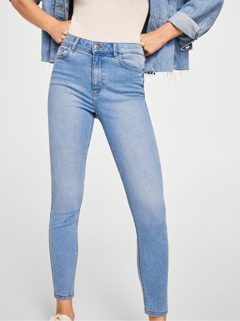 

MANGO Women Blue Skinny Fit Mid-Rise Clean Look Stretchable Jeans