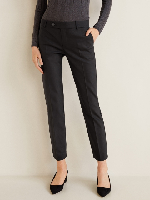 

MANGO Women Black Regular Fit Solid Formal Trousers