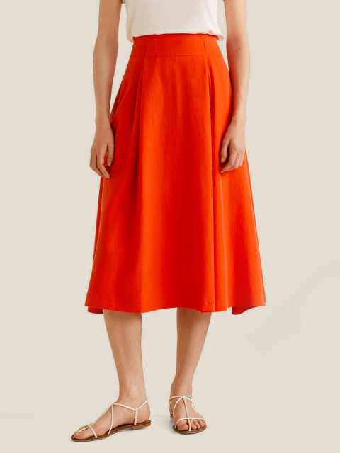 

MANGO Orange Solid Midi A-line