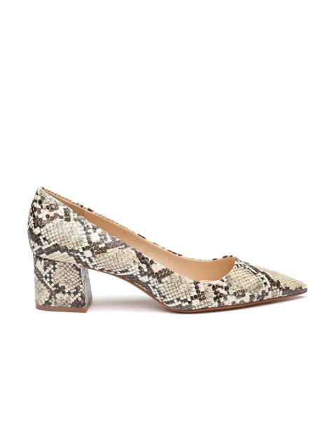 

MANGO Women Beige & Brown Snakeskin Texture Pumps