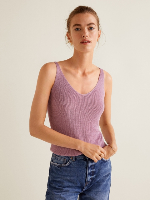 

MANGO Women Pink Solid Top
