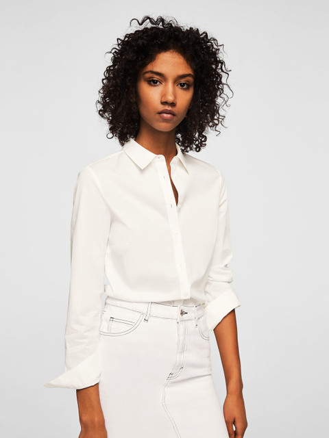 

MANGO Women White Regular Fit Solid Casual Shirt