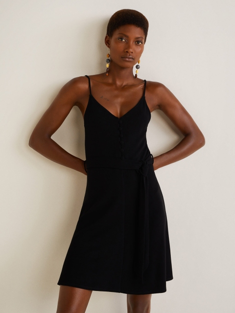 

MANGO Women Black Solid Fit & Flare Dress