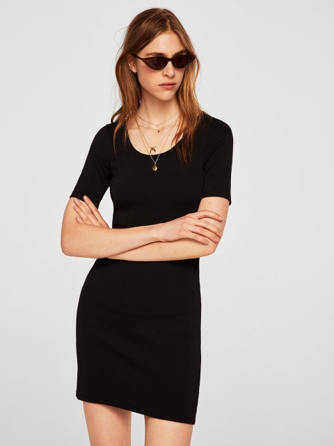 

MANGO Women Black Solid Bodycon Dress