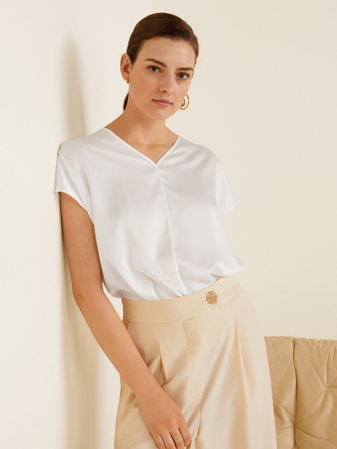 

MANGO Women White Solid Top