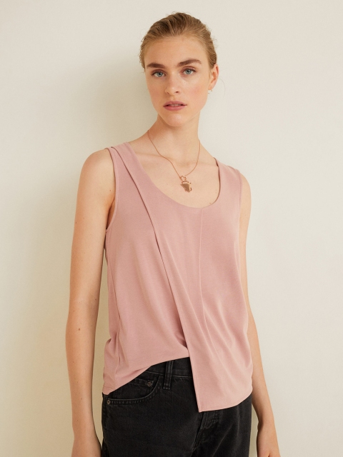 

MANGO Women Pink Solid Layered A-Line Top