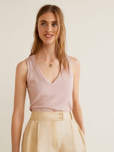 

MANGO Women Dusty Pink Solid Top