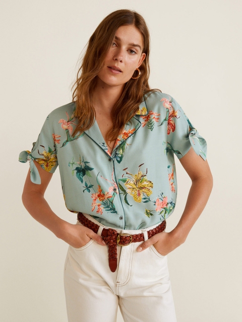 

MANGO Women Green Floral Print Casual Shirt