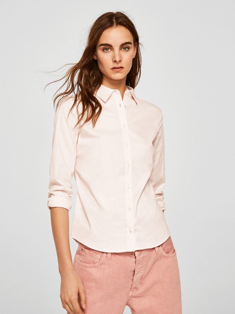 

MANGO Women Pink Regular Fit Solid Casual Shirt