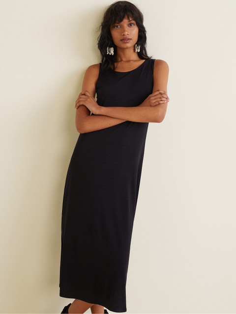 

MANGO Women Black Solid A-Line Dress