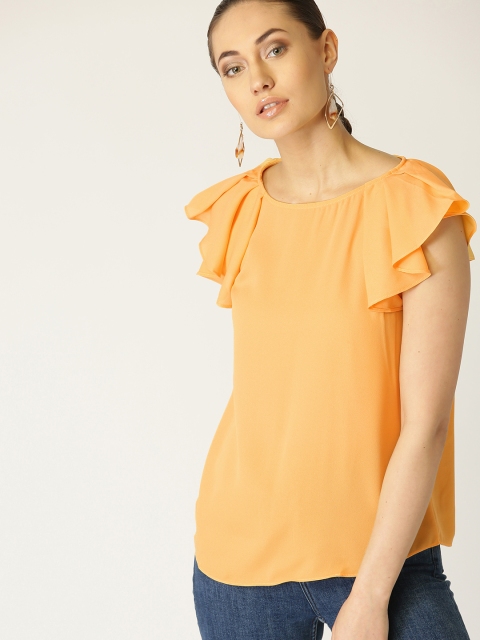 

MANGO Women Yellow Solid Top