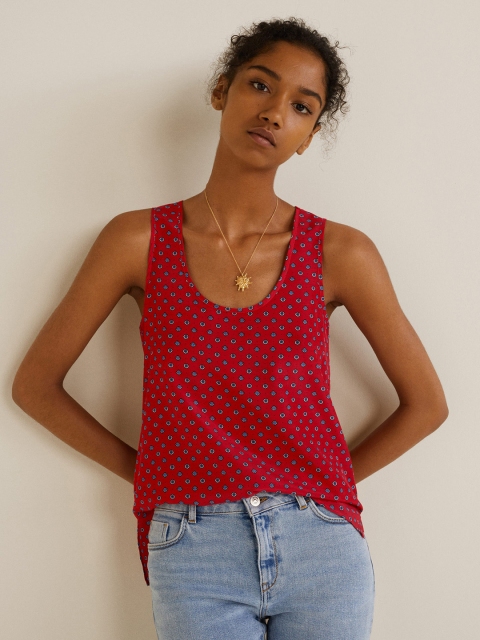 

MANGO Women Red Printed Top