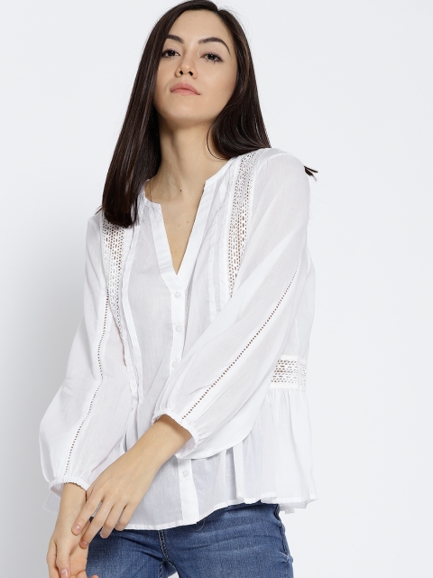 

MANGO Women White Solid Shirt Style Top