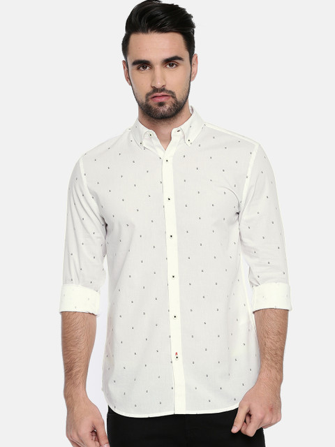 

Jack & Jones Men White Slim Fit Printed Casual Shirt