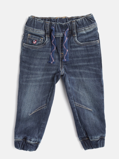 

U.S. Polo Assn. Kids Boys Navy Mid-Rise Clean Look Stretchable Joggers, Navy blue