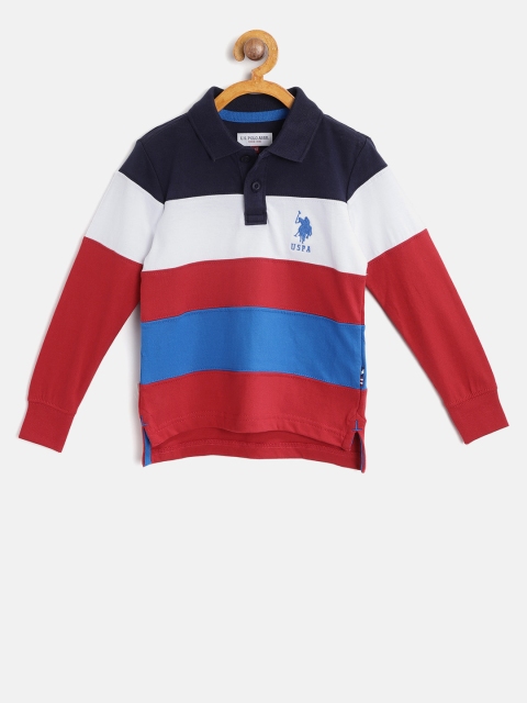 

U.S. Polo Assn. Kids Boys Blue & Red Striped Polo Collar T-shirt