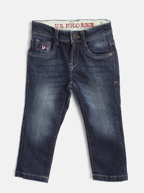 

U.S. Polo Assn. Kids Boys Navy Blue Slim Fit Mid-Rise Clean Look Stretchable Jeans