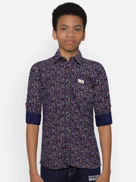 

U.S. Polo Assn. Kids Boys Blue Regular Fit Printed Casual Shirt