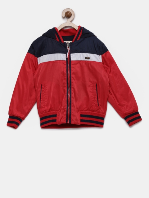 

U.S. Polo Assn. Boys Red & Navy Blue Colourblocked Reversible Jacket