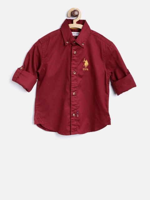 

U.S. Polo Assn. Kids Boys Maroon Regular Fit Solid Casual Shirt
