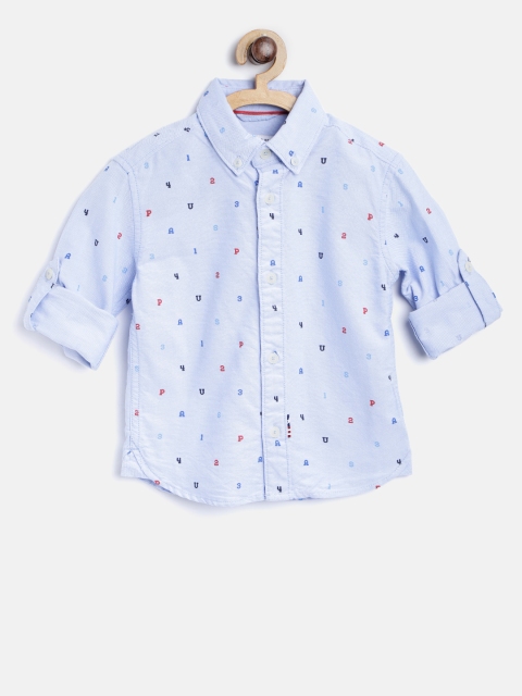

U.S. Polo Assn. Kids Boys Blue Regular Fit Printed Casual Shirt