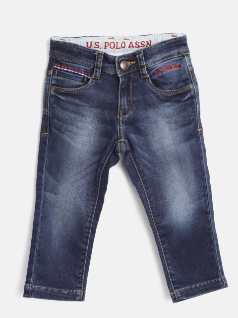 

U.S. Polo Assn. Kids Boys Navy Blue Slim Fit Mid-Rise Clean Look Stretchable Jeans