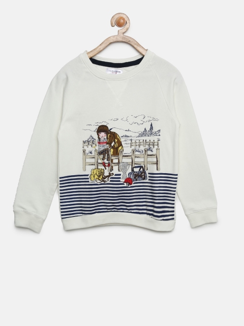 

U.S. Polo Assn. Kids Girls White Printed Sweatshirt