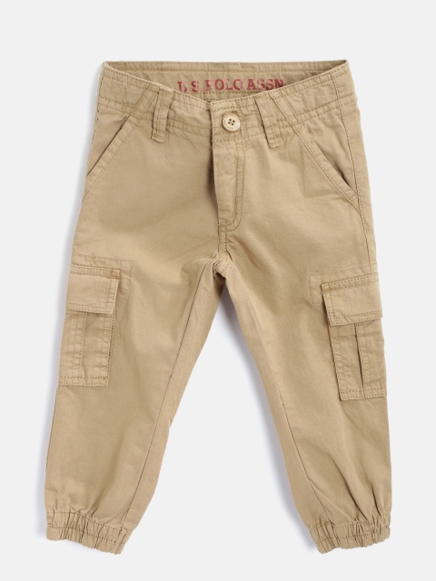 

U.S. Polo Assn. Kids Boys Khaki Regular Fit Solid Cargo Joggers