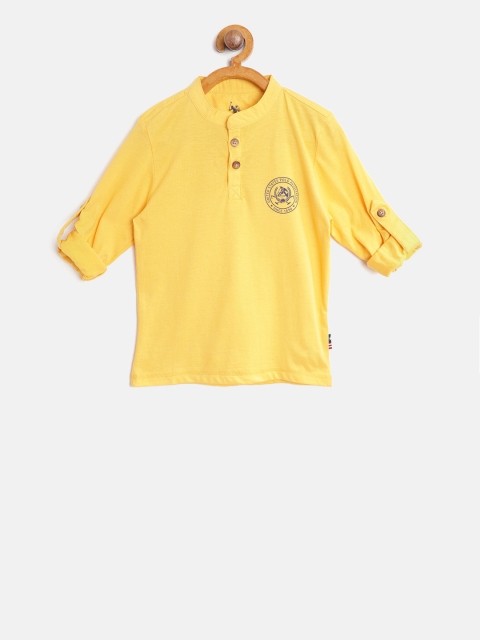 

U.S. Polo Assn. Kids Boys Yellow Solid Mandarin Collar T-shirt