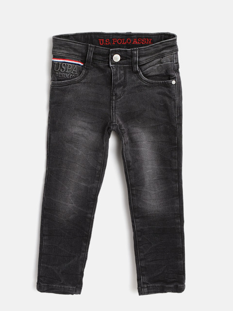 

U.S. Polo Assn. Kids Boys Black Skinny Fit Mid-Rise Clean Look Stretchable Jeans