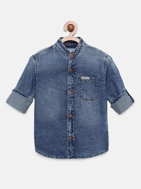 

U.S. Polo Assn. Kids Boys Blue Regular Fit Solid Casual Denim Shirt
