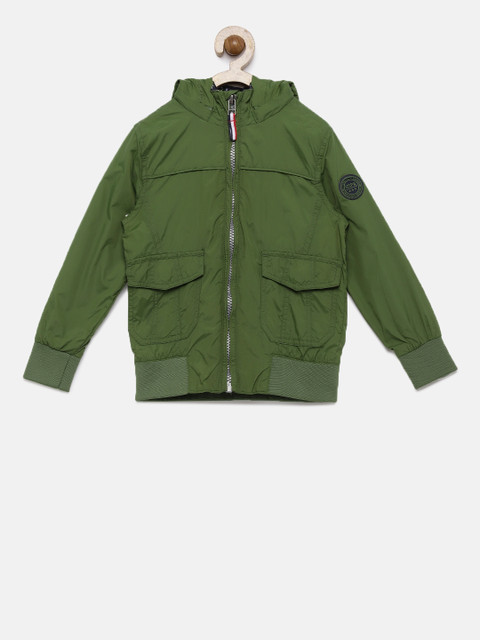 

U.S. Polo Assn. Boys Olive Green Solid Windcheater Bomber