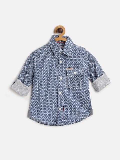 

U.S. Polo Assn. Kids Boys Blue & White Regular Fit Printed Casual Shirt