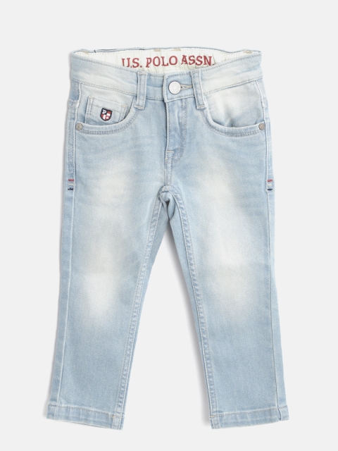 

U.S. Polo Assn. Kids Boys Blue Regular Fit Mid-Rise Clean Look Stretchable Jeans
