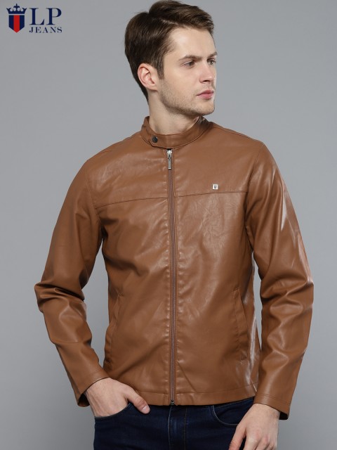 

Louis Philippe Jeans Men Brown Solid Biker Jacket