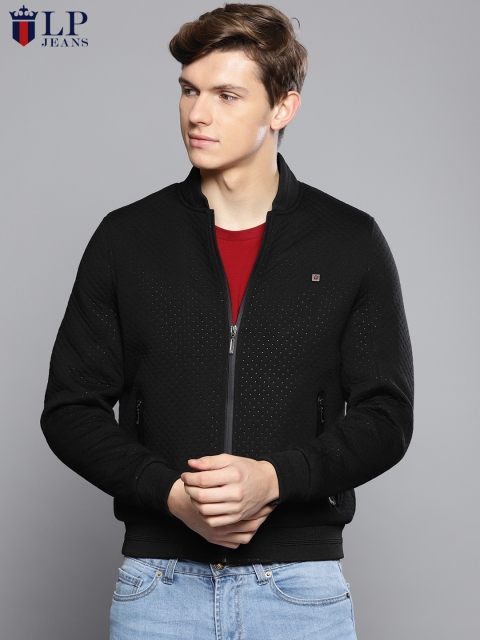 

Louis Philippe Jeans Men Black Self-Design Bomber Jacket