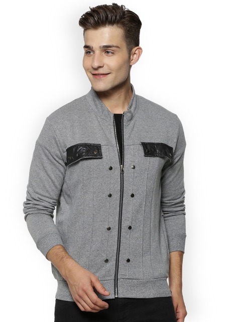 

Campus Sutra Men Grey Solid Bomber