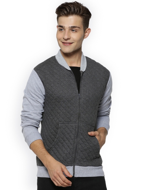 

Campus Sutra Men Charcoal Solid Quilted Jacket