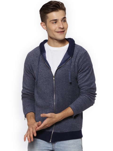 

Campus Sutra Men Blue Solid Hooded Bomber Jacket